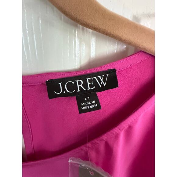 NWT J.Crew Women's Pink Fuchsia Long Sleeves Ruffled Cuff Dressy Blouse Size LT - Picture 3 of 7